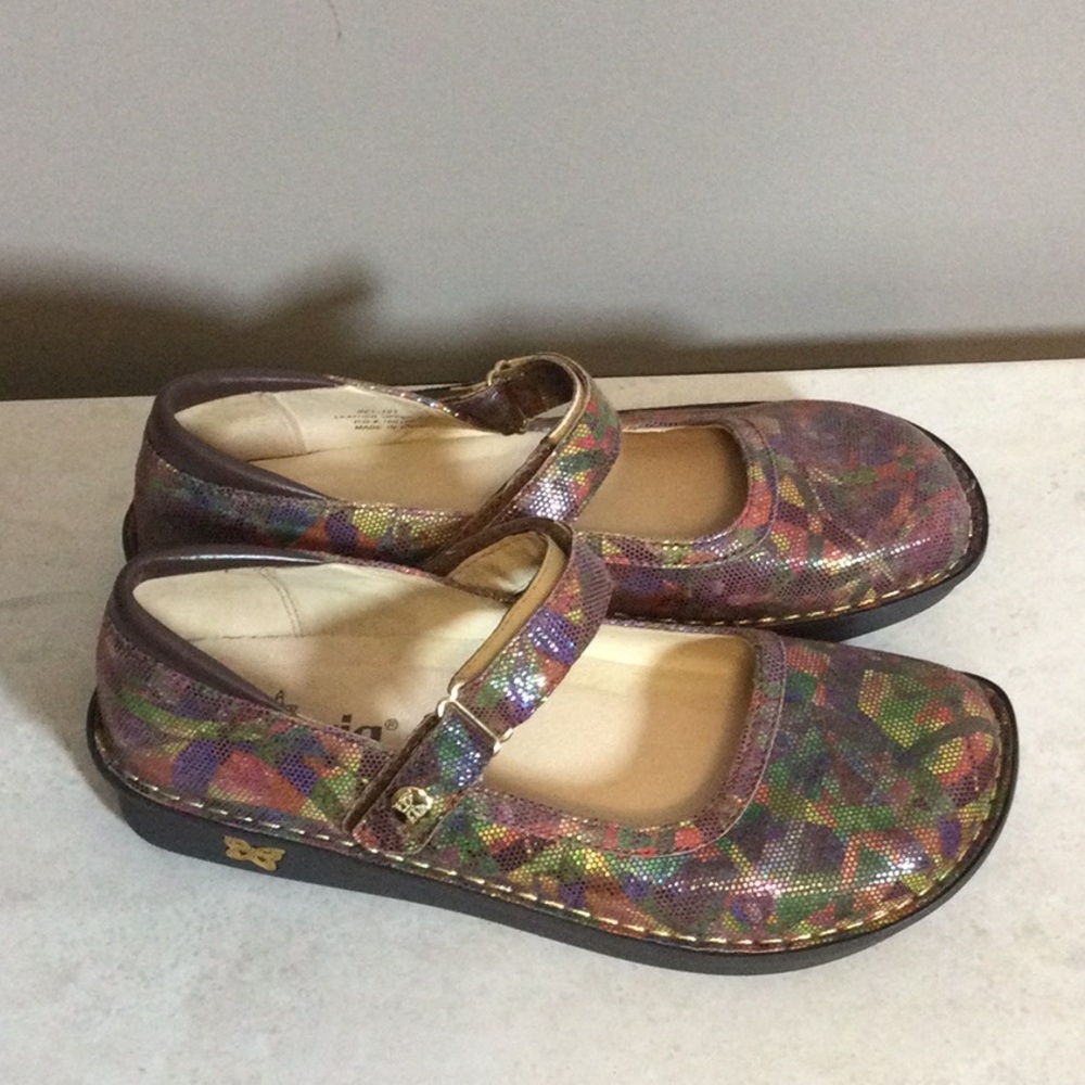 EU 39 Alegria Multicolor Mary Jane Shoes - Picture 5 of 11